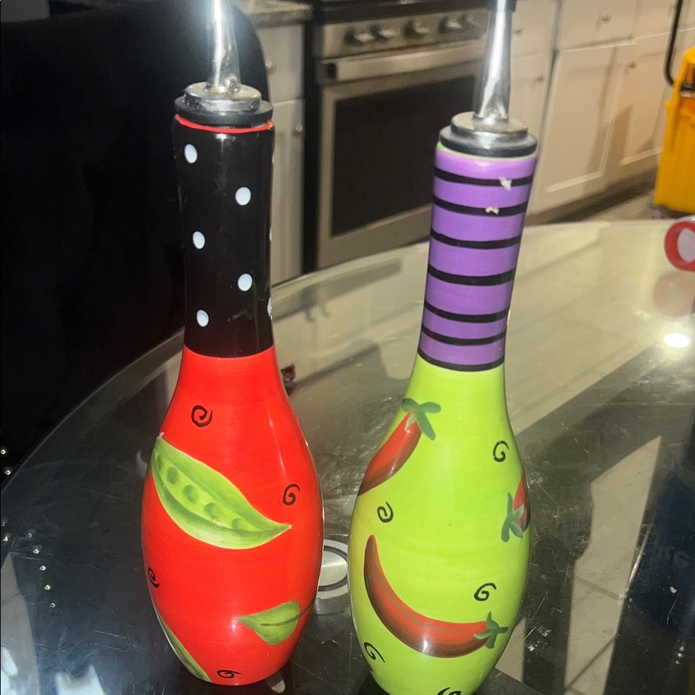 Colorful Hand-Painted Oil Bottles